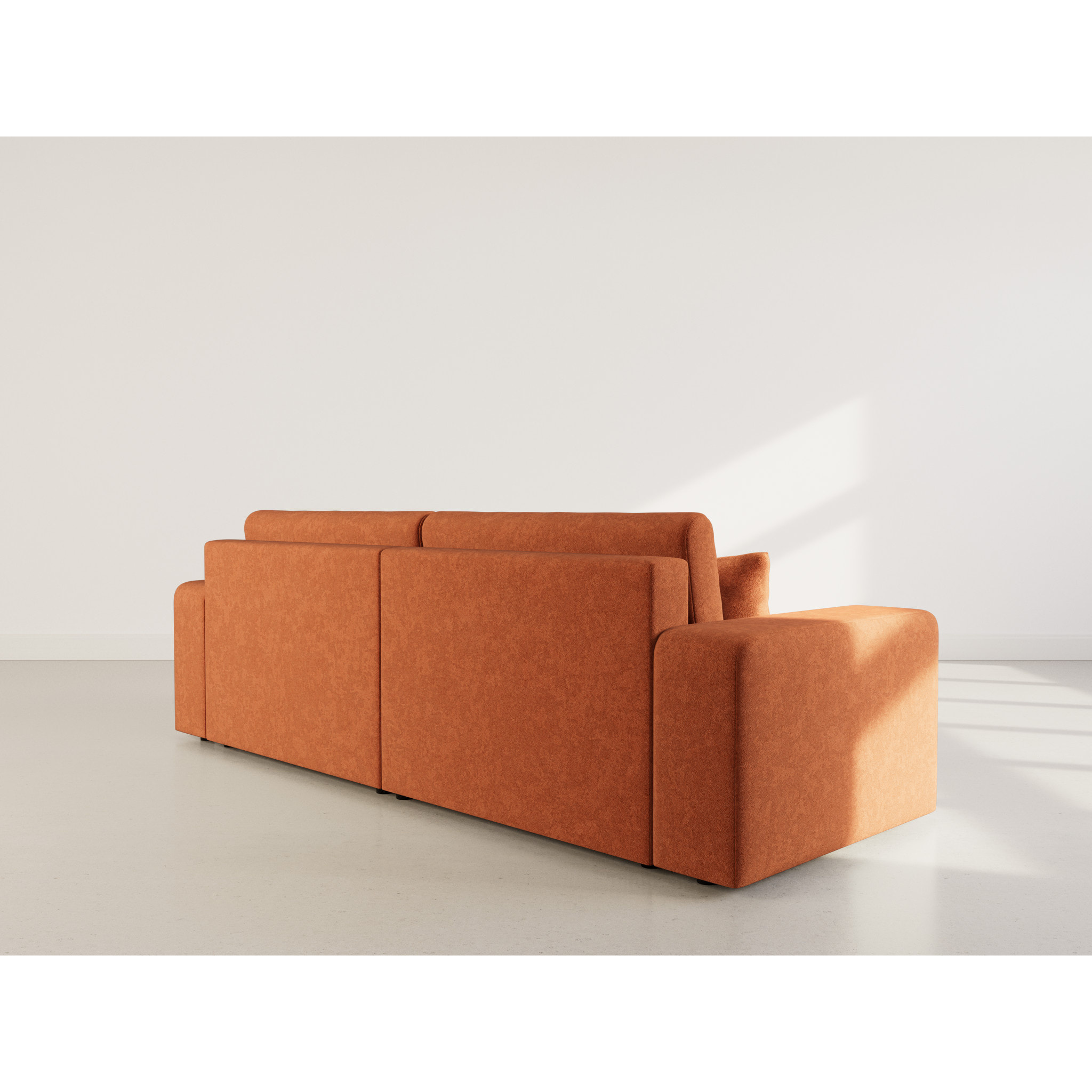 Nicole - Canapé droit 4 places convertible avec coffre en tissu - Rouille