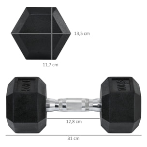 Juego de Mancuernas de 10kg con Barra de Conexión Metálica y Cabeza Hexagonal Juego de Pesas 20kg Total para Entrenamiento en Casa Gimnasio Oficina Negro y Plata
