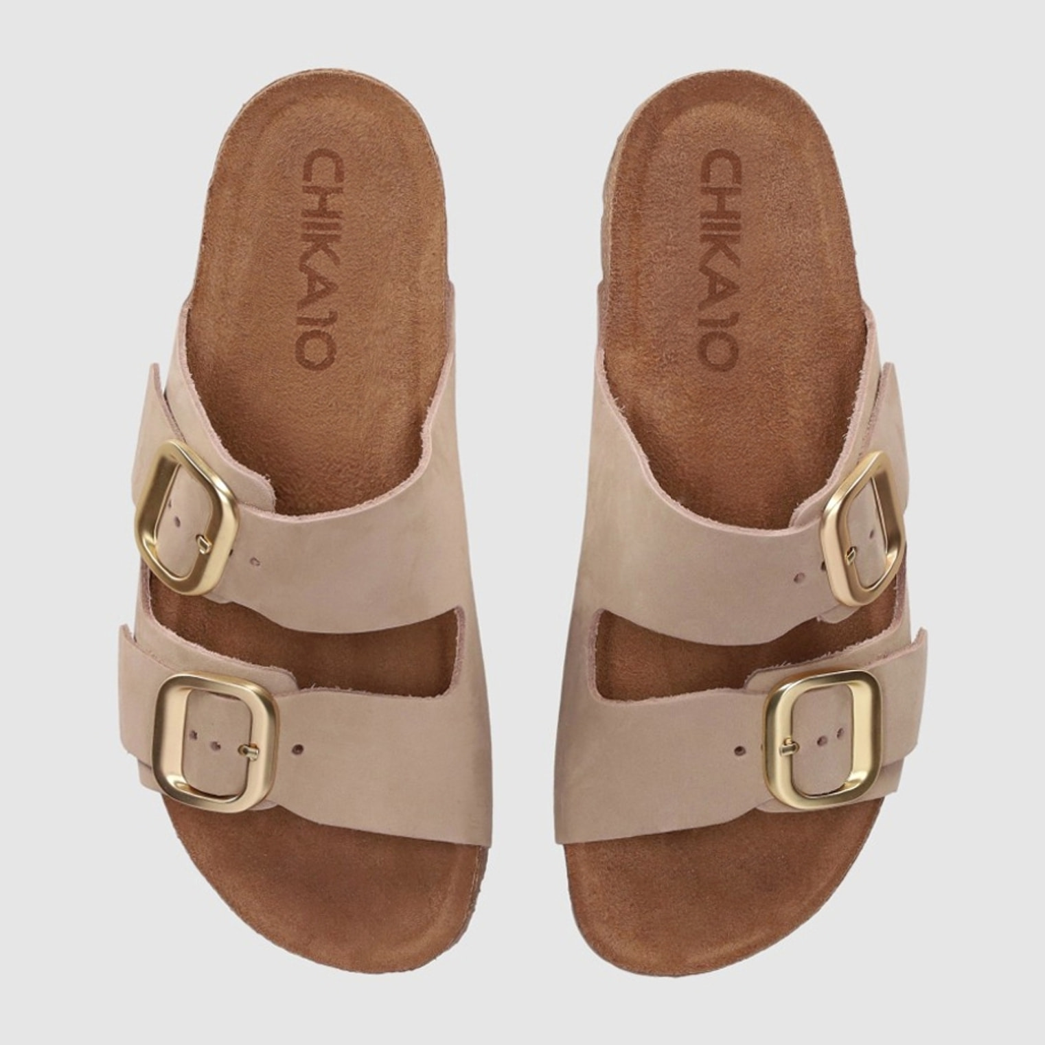 Sandalias de Piel - Arena - Tacón: Bajo