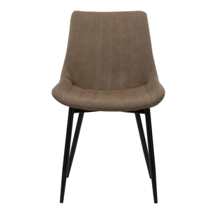 Lot de 2 chaises en cuir synthétique taupe et métal noir - Killi