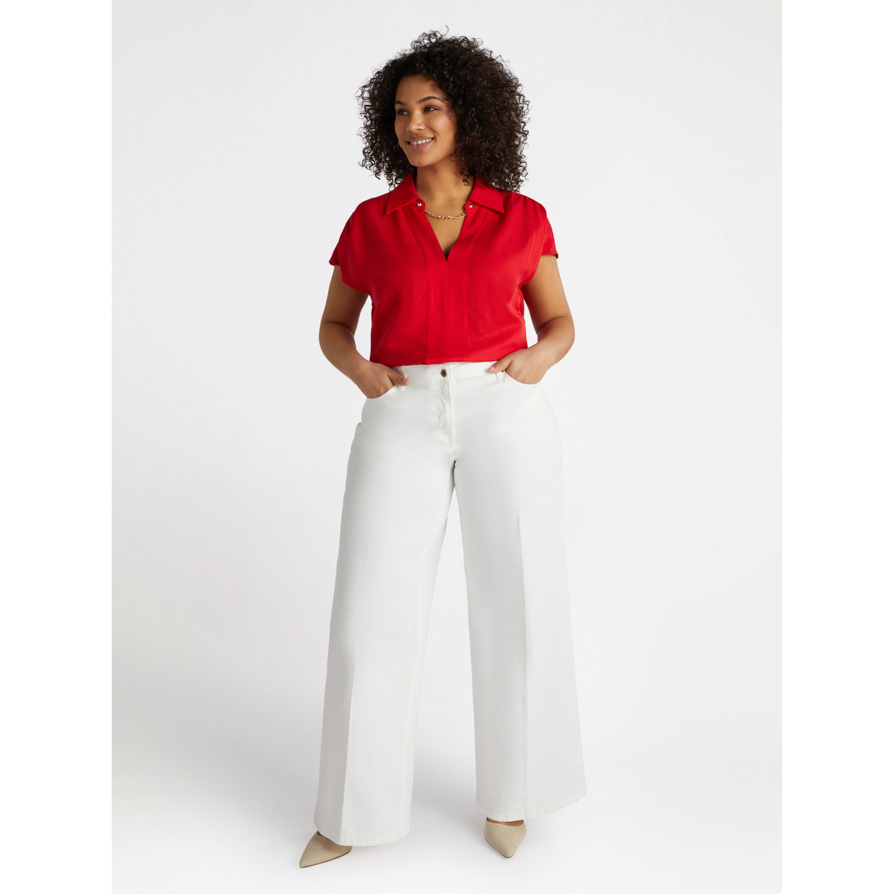 Fiorella Rubino - Blusa con catena con fibre in TENCEL™​ - Rosso