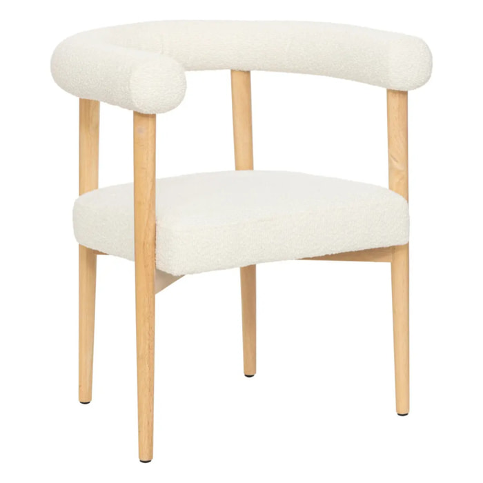 Fauteuil Adria bois et bouclette blanche