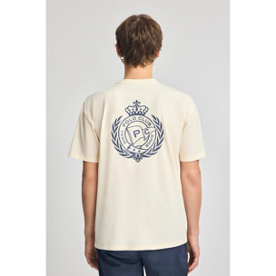 Camiseta color crudo de cuello redondo y print náutico