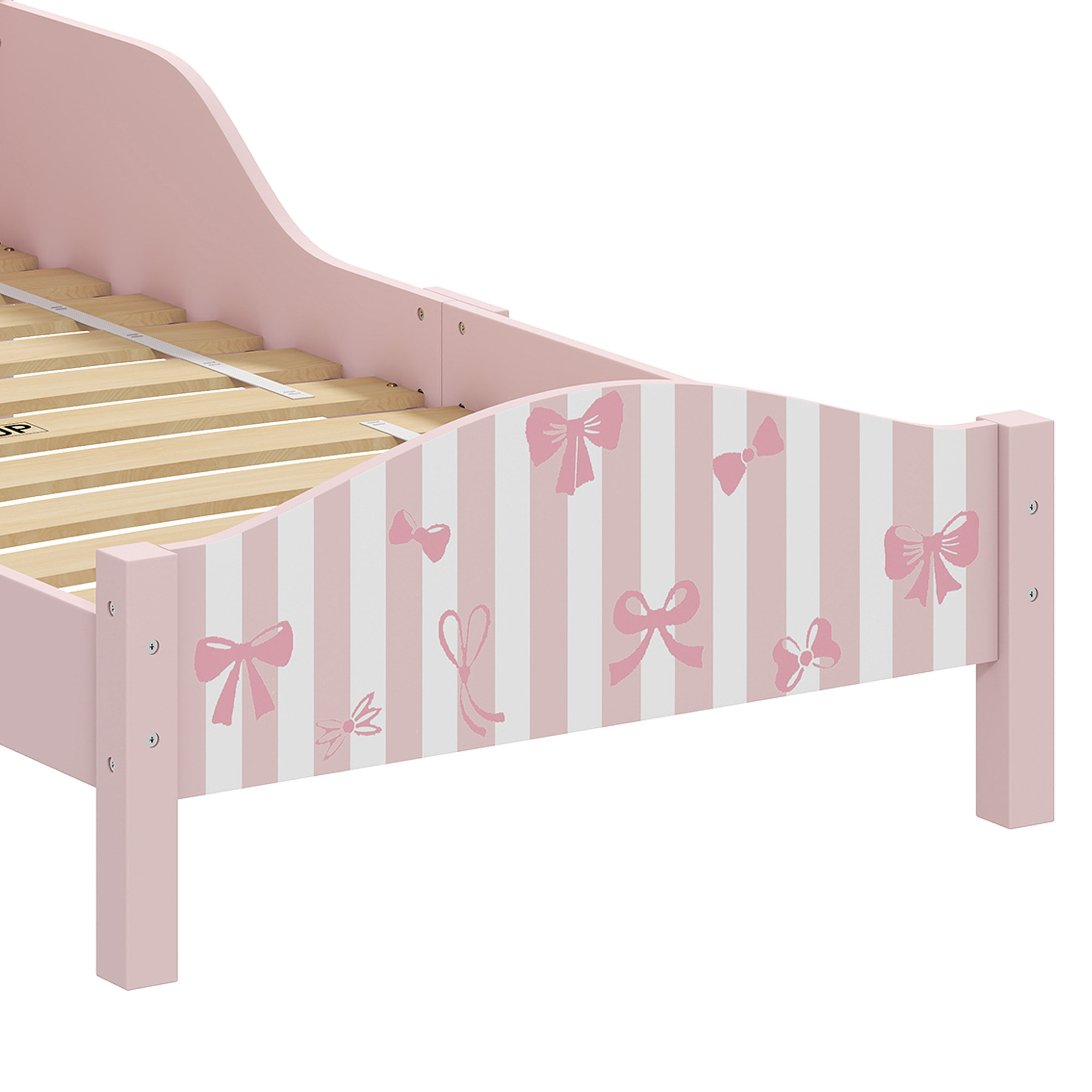 Lit enfant - lit d'enfant design girly - sommier à lattes inclus - MDF contre-plaqué rose blanc
