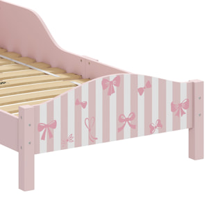 Lit enfant - lit d'enfant design girly - sommier à lattes inclus - MDF contre-plaqué rose blanc