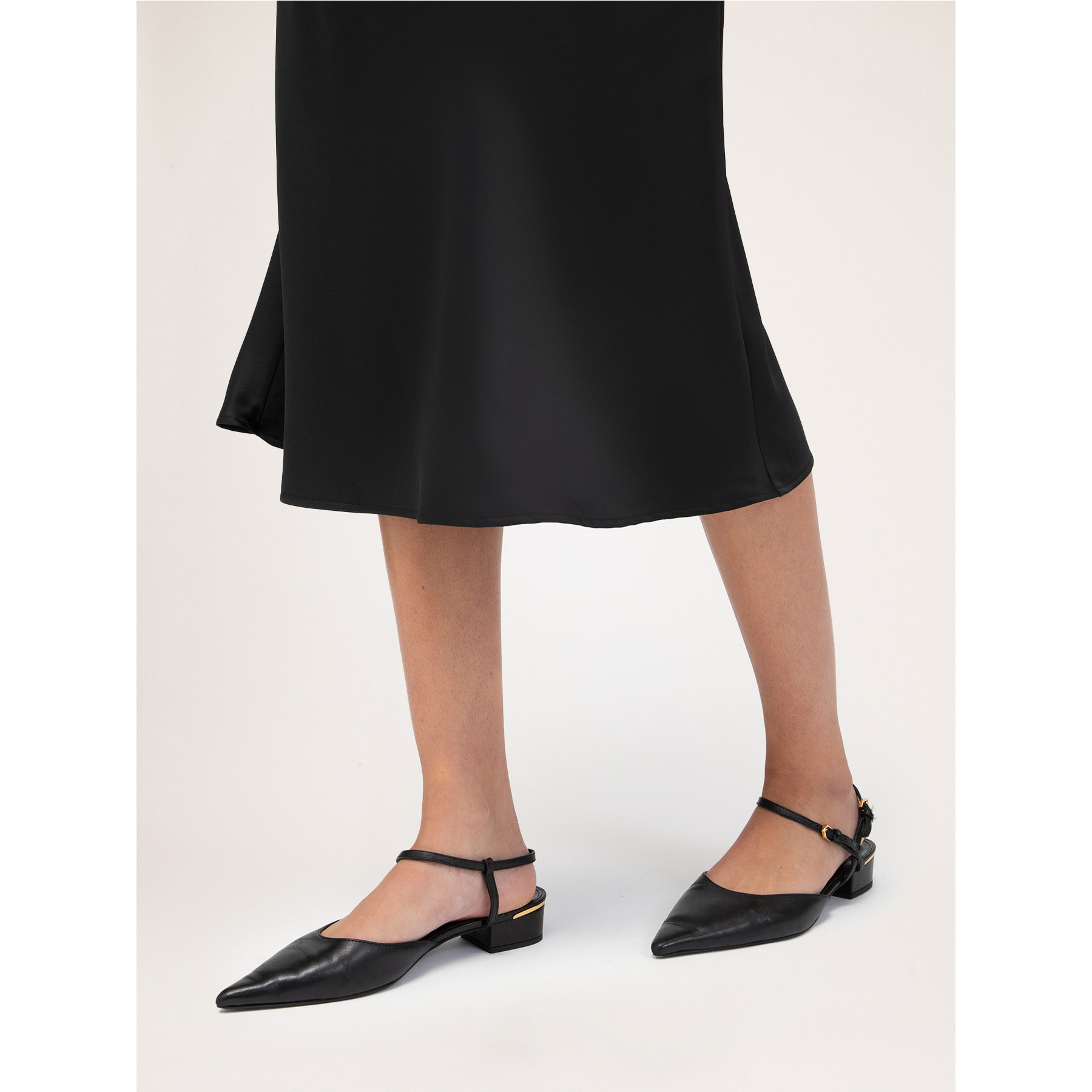 Motivi - Falda longuette en raso - Negro