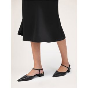 Motivi - Falda longuette en raso - Negro