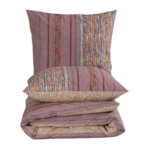 Housse de couette + taie(s) oreiller "Efonte Ocre" 100% coton imprimé.