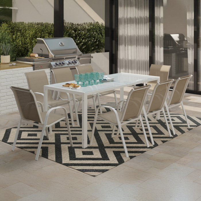Ensemble repas Formentera 8 places beige