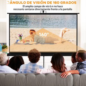 Pantalla de Proyector Manual con Soporte 84 Pulgadas Pantalla de Proyección Portátil Formato 16:9 con Altura Ajustable para Interior y Exterior Cine en Casa Patio 186x105 cm Negro