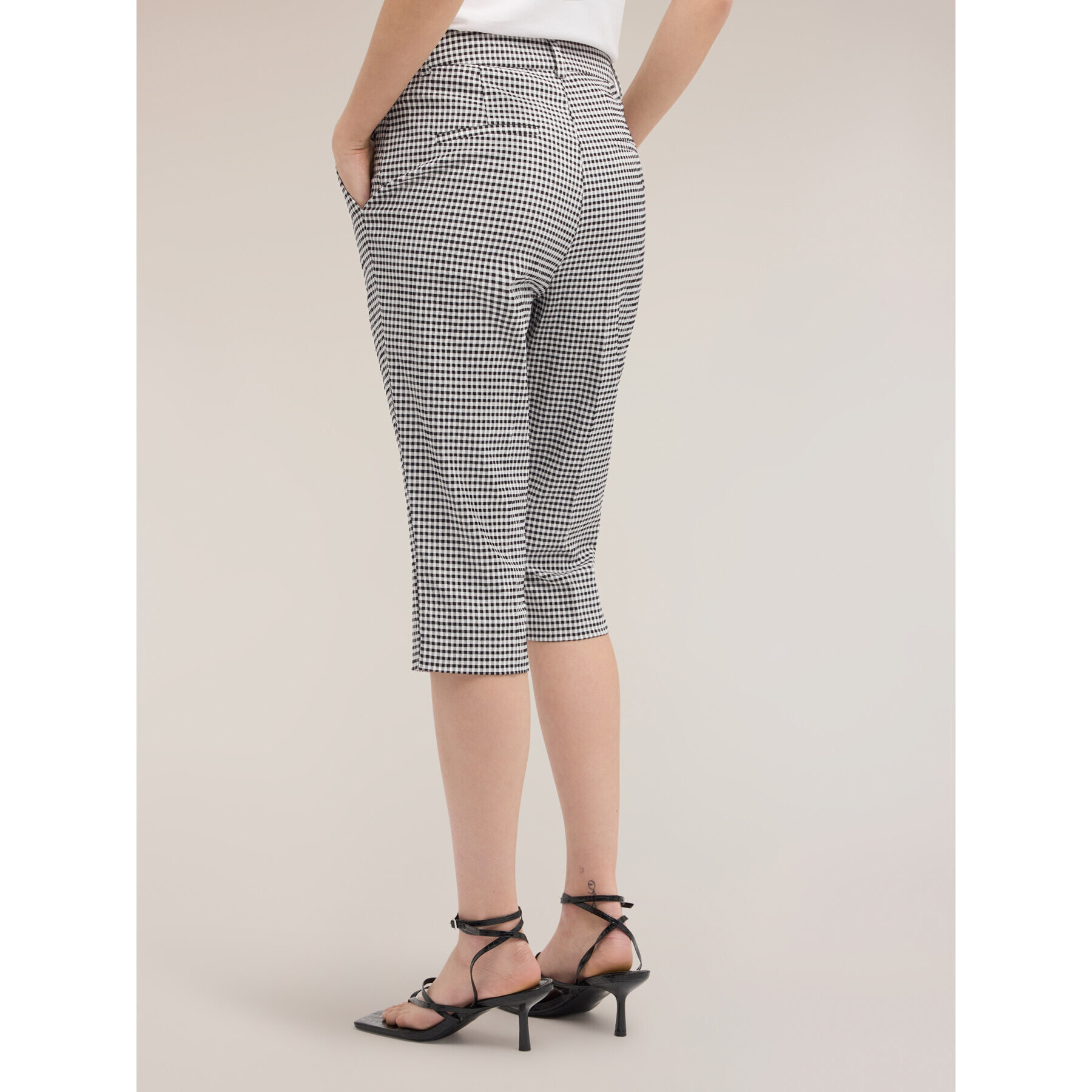 Motivi - Pantaloni capri fantasia vichy - Nero