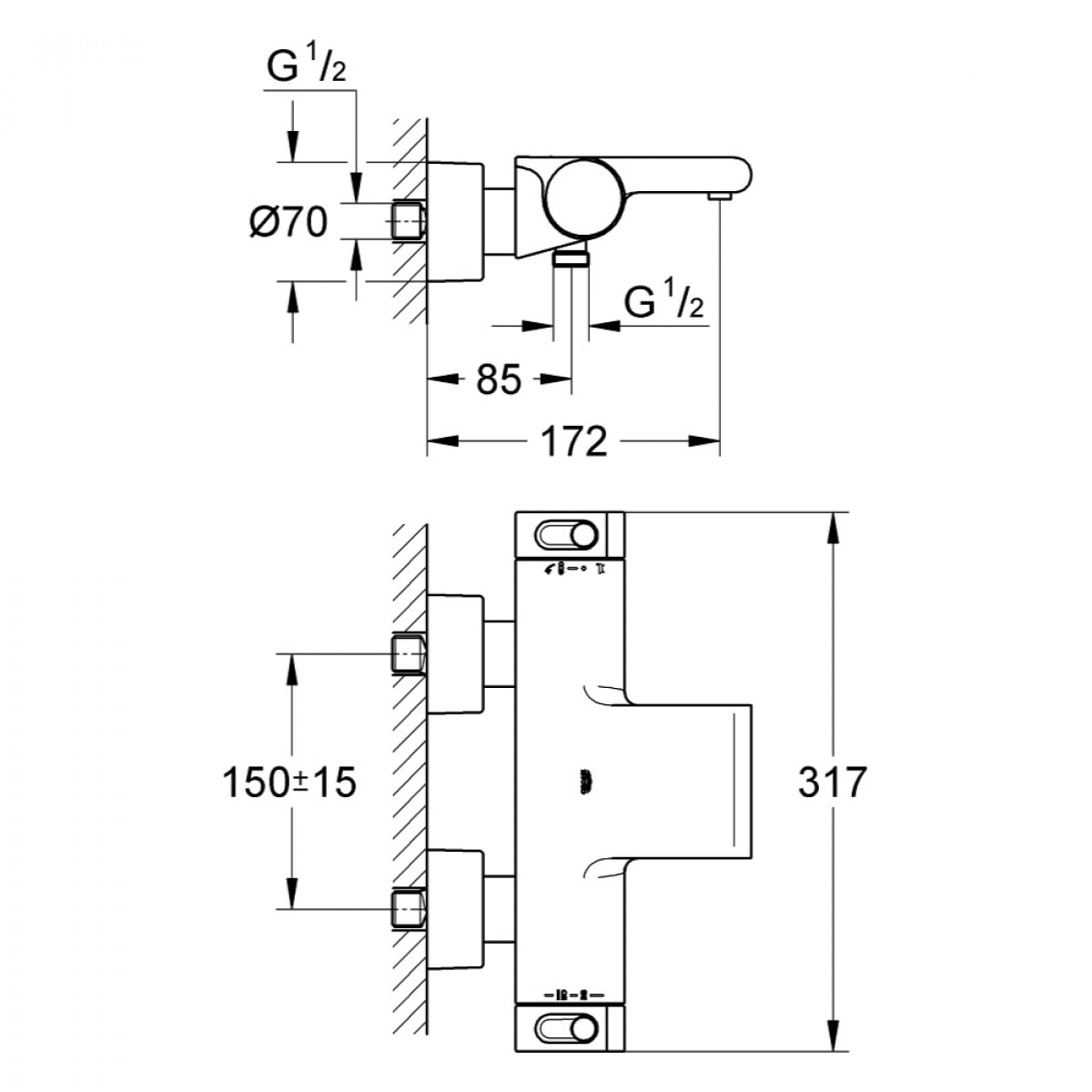 GROHE - Mitigeur thermostatique bain Grohtherm 2000