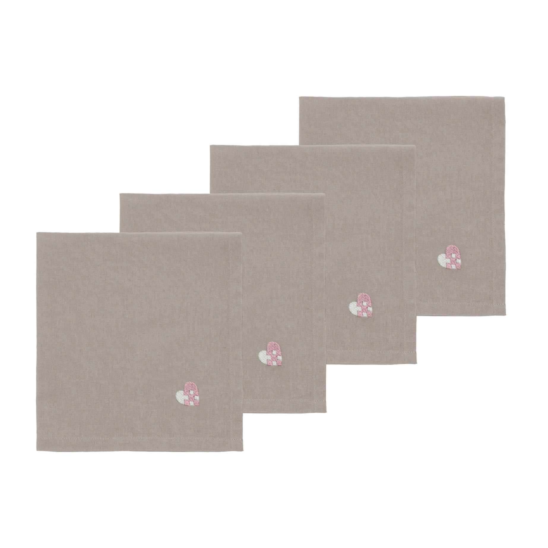 Serviettes en tissu Coeurs de Noël brodés 4 pièces