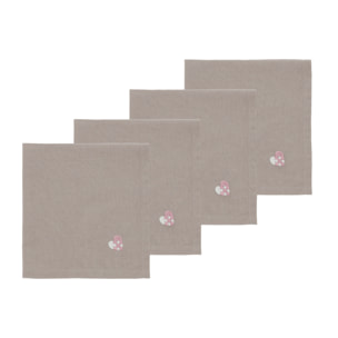 Serviettes en tissu Coeurs de Noël brodés 4 pièces