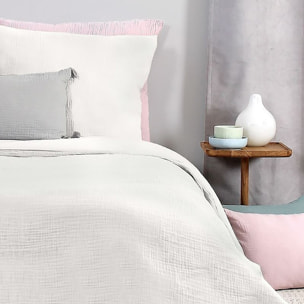 Parure Housse De Couette 100% gaze De Coton Blanc