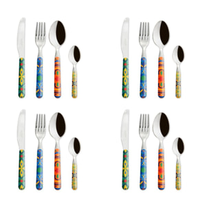 Set de 16 Couverts Excelsa Puebla acier inox, multicolores