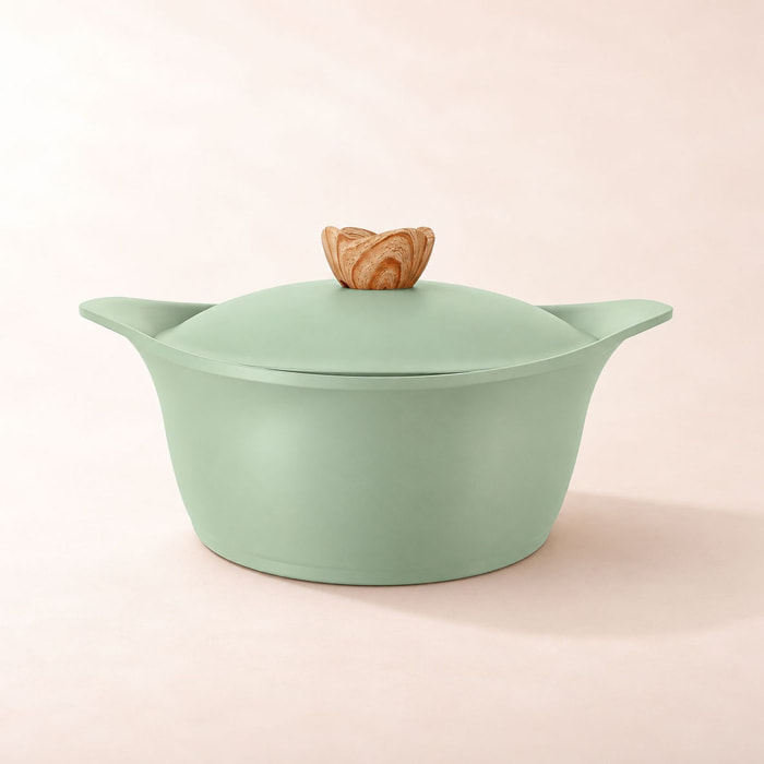 Cocotte lotus 24cm en fonte d'aluminium celadon