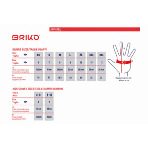 Guanti Briko Uomo Donna Rosso New Corsa Glove