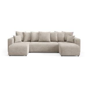 GLORIA - Canapé panoramique 6 places en tissu beige