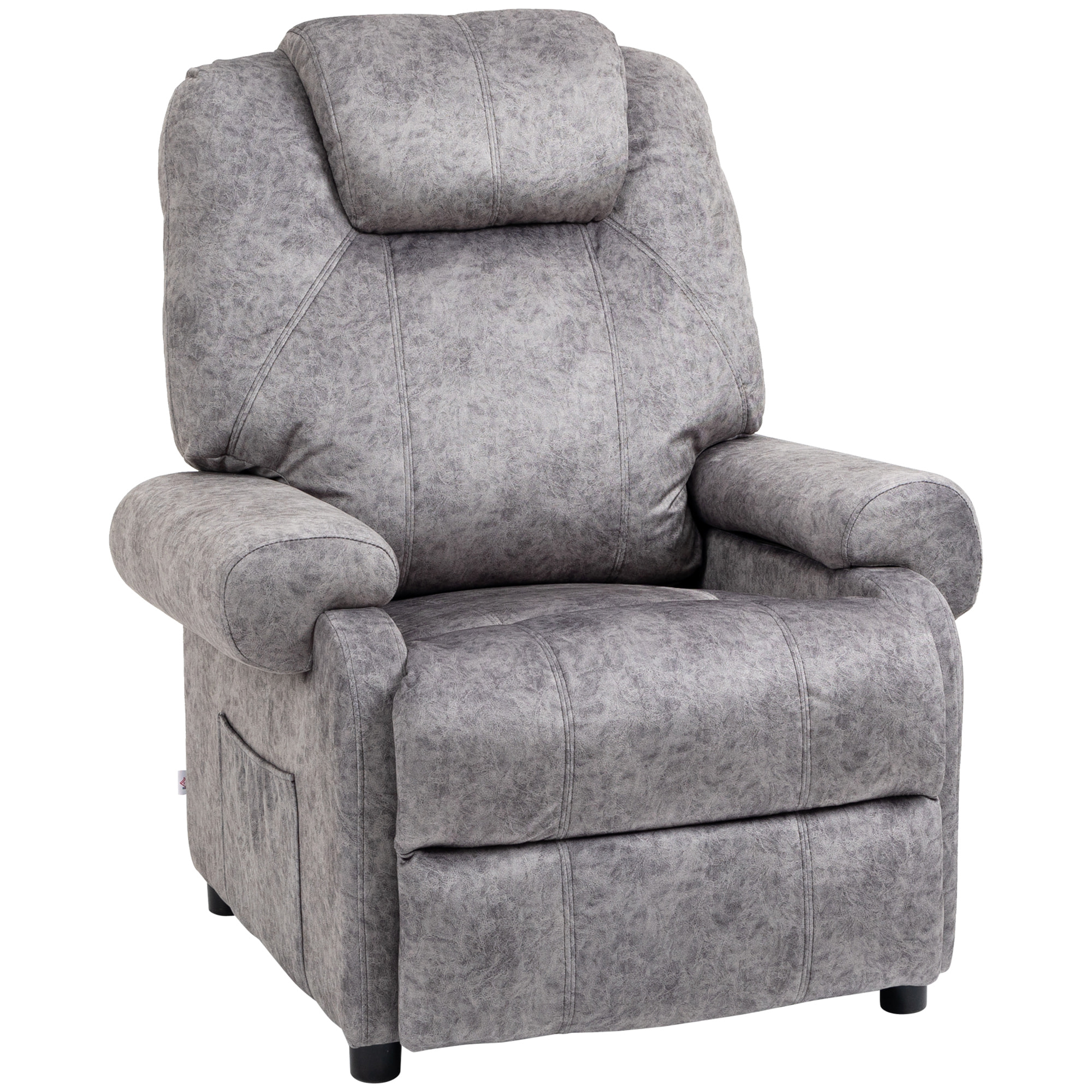 Sillón Relax Reclinable Manual, Sillón Relax de Terciopelo con Reposabrazos, Reposapiés, Acolchado Grueso, Butaca Reclinable hasta 135Âº para Salón, Dormitorio, Oficina, Gris