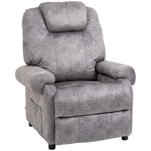 Sillón Relax Reclinable Manual, Sillón Relax de Terciopelo con Reposabrazos, Reposapiés, Acolchado Grueso, Butaca Reclinable hasta 135Âº para Salón, Dormitorio, Oficina, Gris
