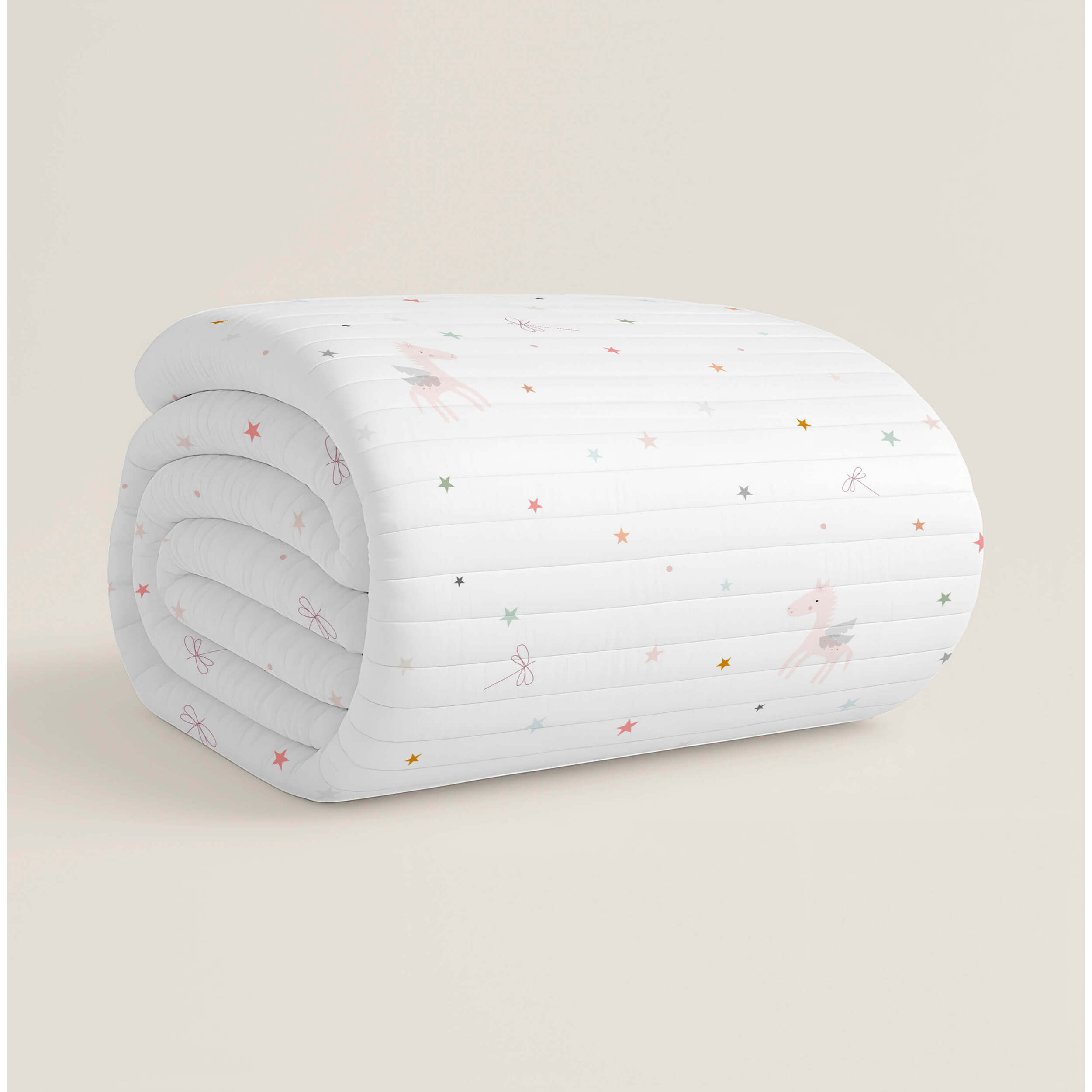 Colcha Bouti Estampada - Reversible - Infantil - 100% Algodón - Cuna - Pegaso Mágico