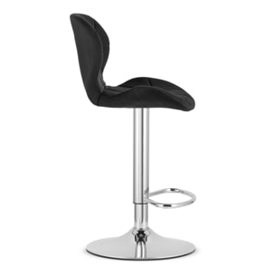 Set di 2 Sgabelli West in Velluto Nero con Base Cromata