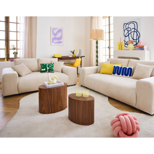 Garance - canapé droit 3 places - en velours côtelé - Beige