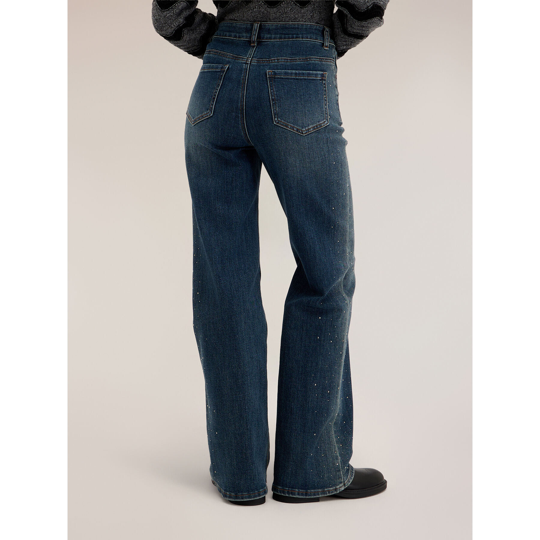 Motivi - Jeans wide con applicazioni di strass - Blu