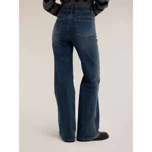 Motivi - Jeans wide con applicazioni di strass - Blu