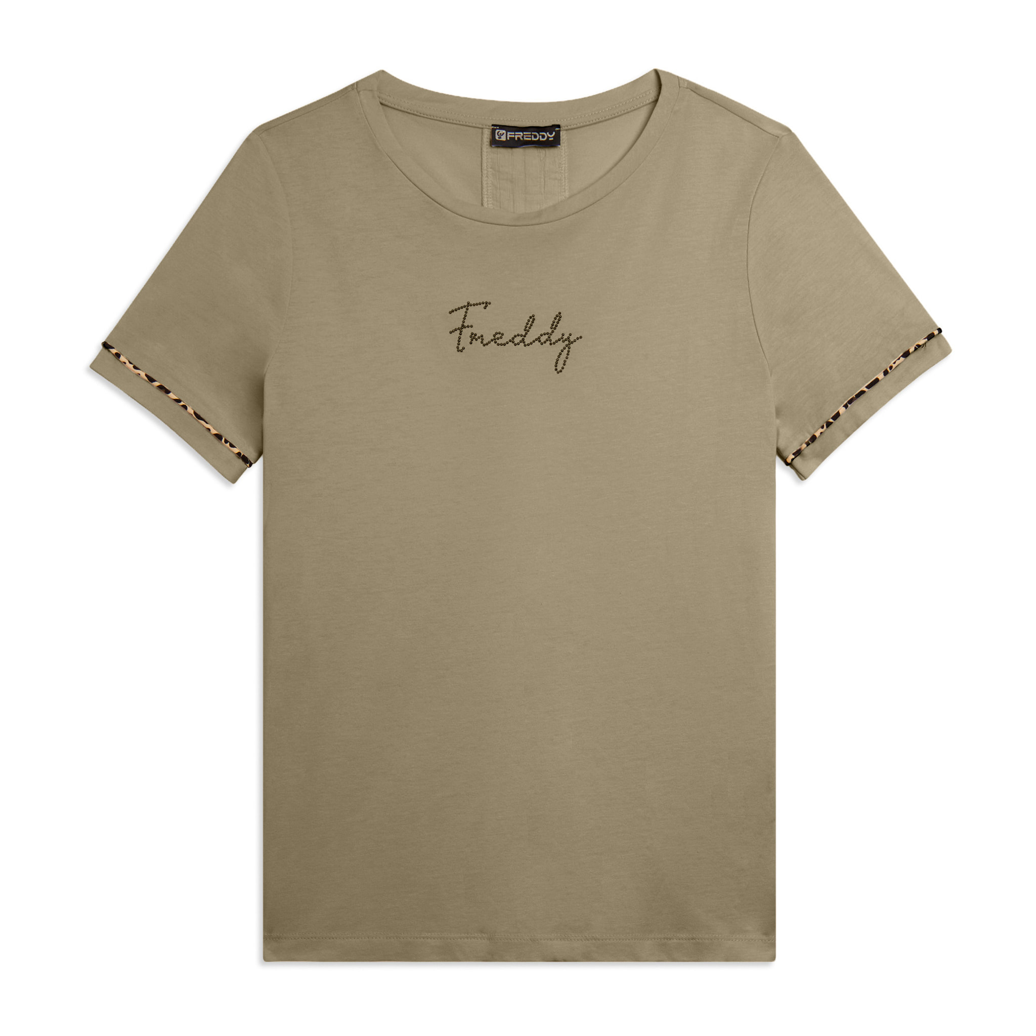 T-shirt con inserto crinkle sul retro e dettagli animalier