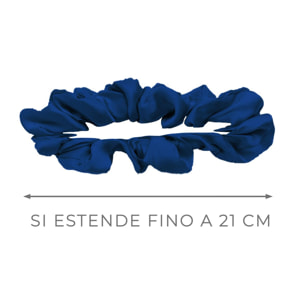 Scrunchies Elastico Capelli 100% Seta Tinta Unita Blu