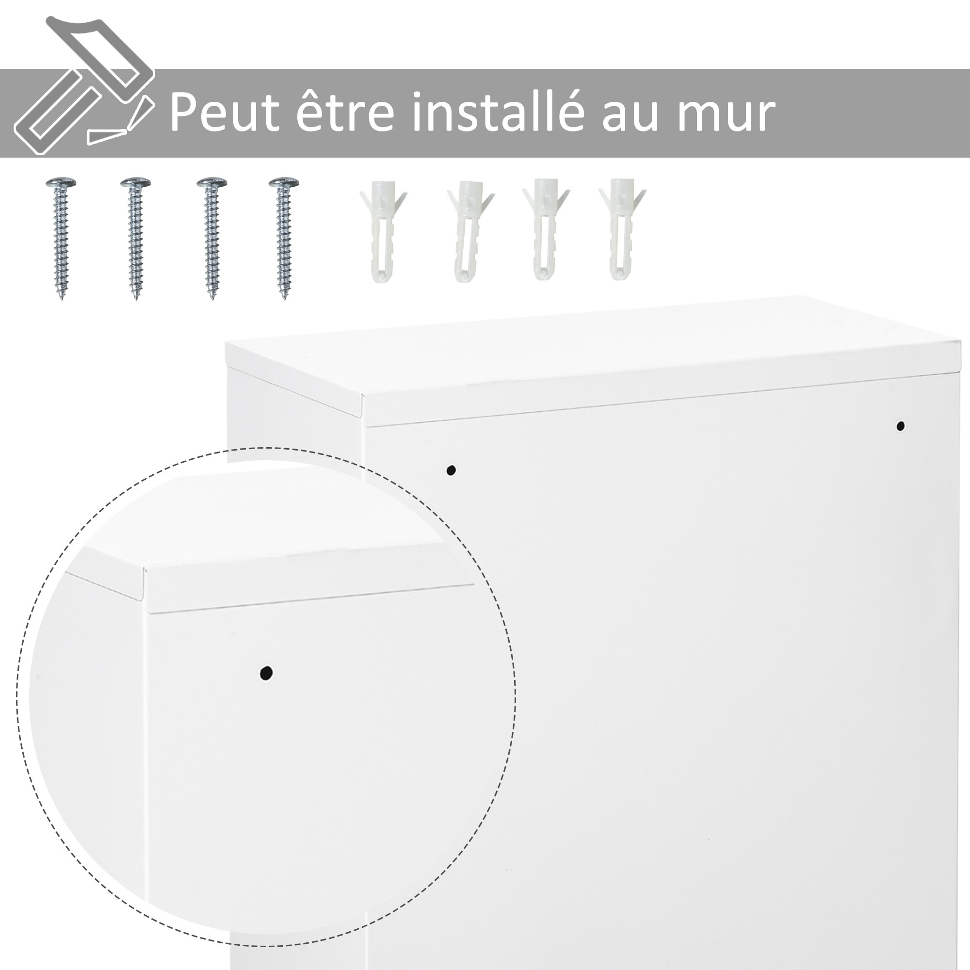 Armoire à pharmacie 2 étagères 3 niveaux verrouillable dim. 40L x 18l x 60H cm 2 clés métal blanc