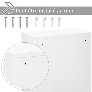 Armoire à pharmacie 2 étagères 3 niveaux verrouillable dim. 40L x 18l x 60H cm 2 clés métal blanc