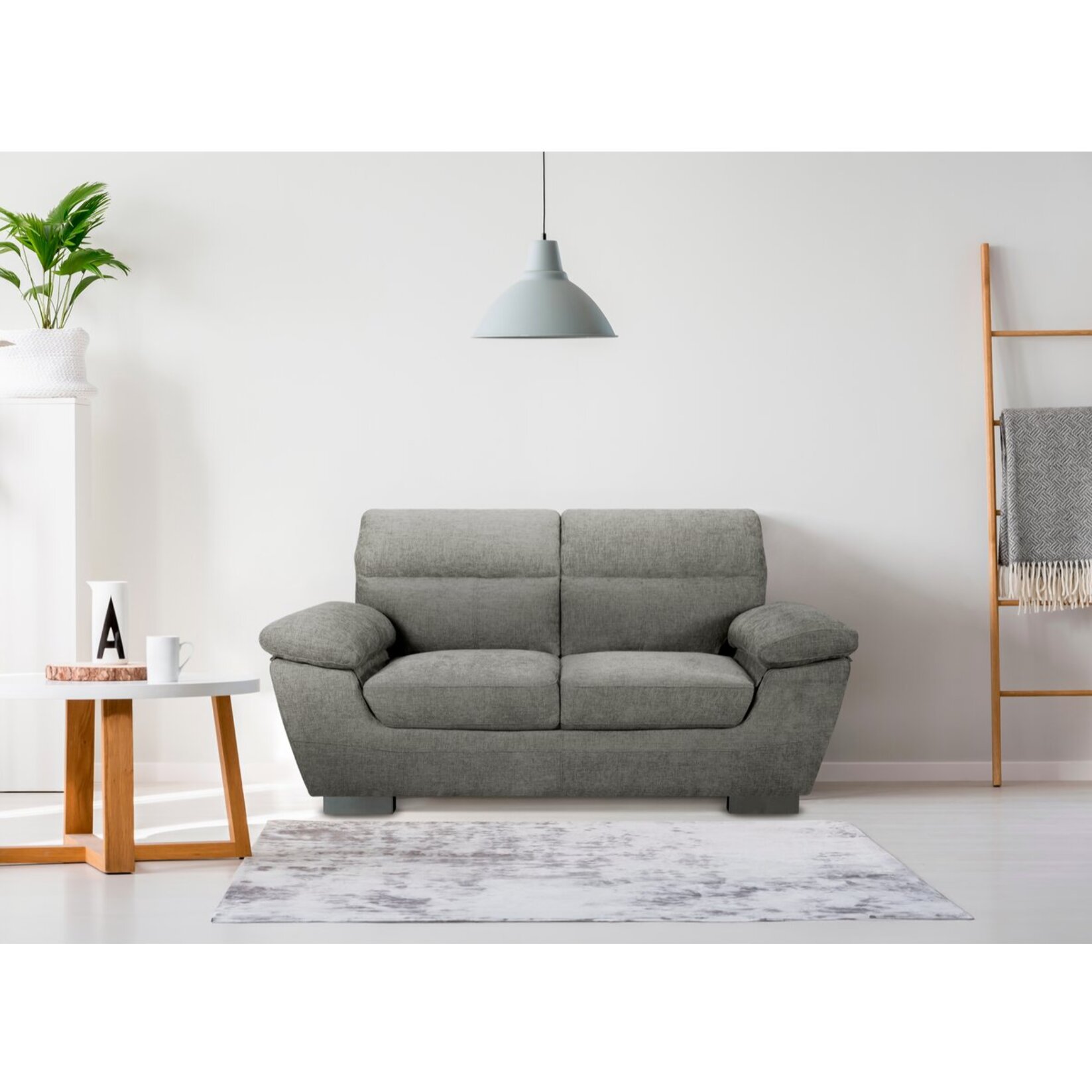 Canapé fixe en tissu "Dallas" - 169 x 88 x 90 cm - 2 places - Gris