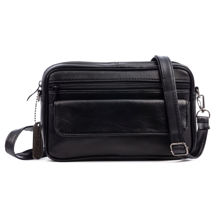 Atri bolso bandolera con 4 compartimentos de piel Dollaro.