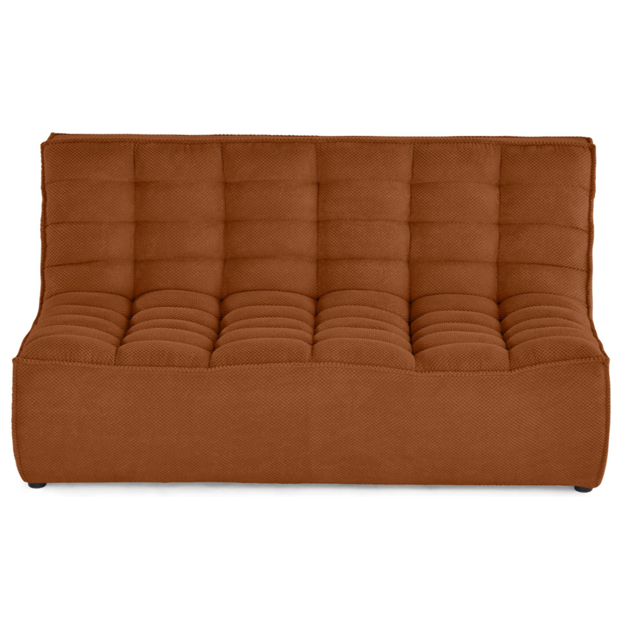 Ellie - module d'assise sans accoudoir 2 places en velours texturé - Terracotta