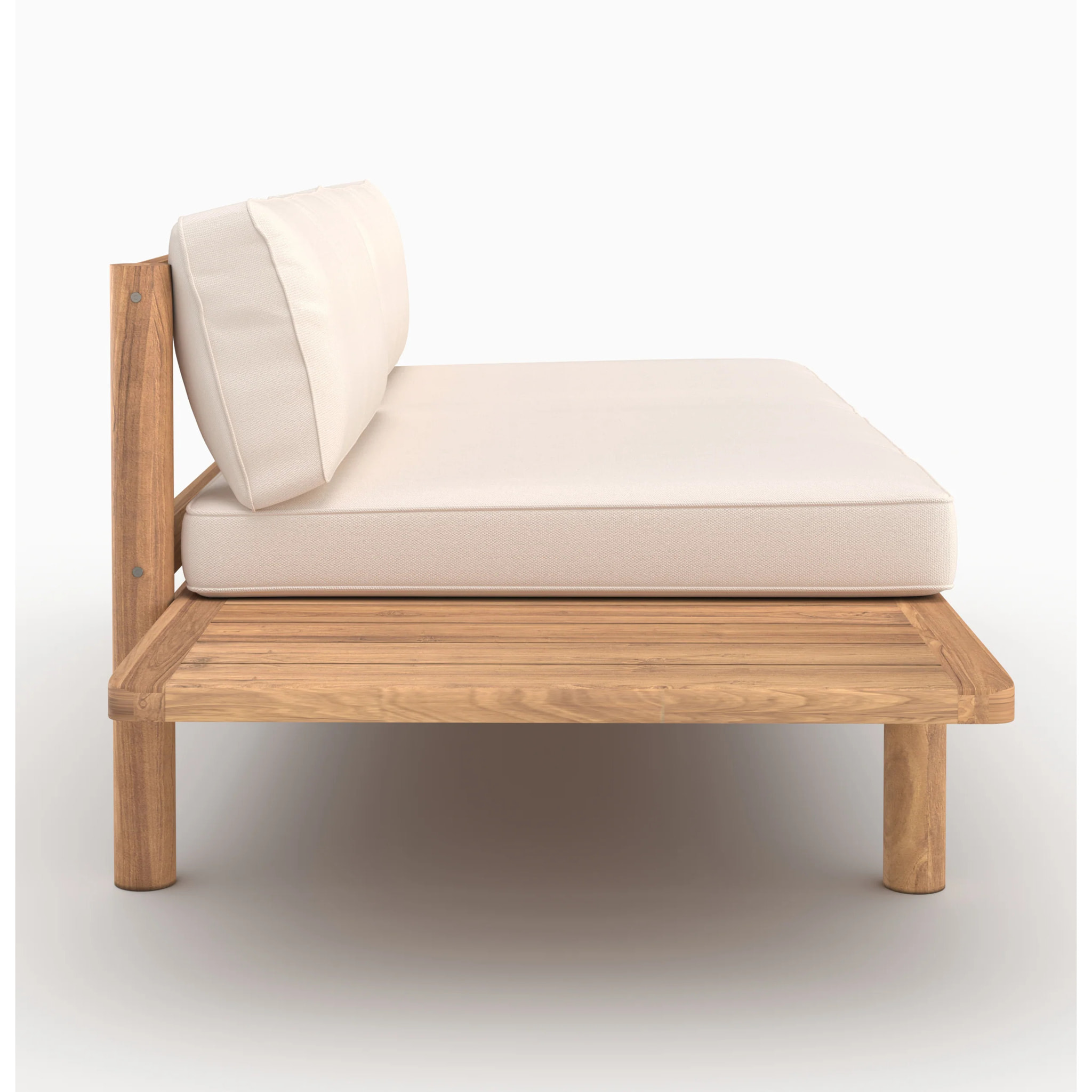 Canapé de jardin en teck massif et coussin blanc 2 places - Nadila