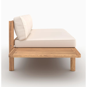 Canapé de jardin en teck massif et coussin blanc 2 places - Nadila