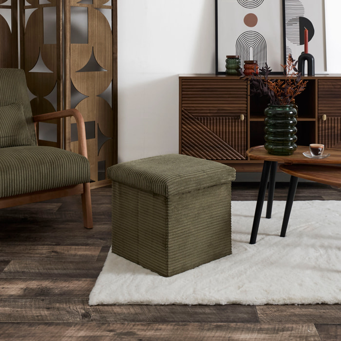 Coffre Pouf Pliable Cotele Scott Vert