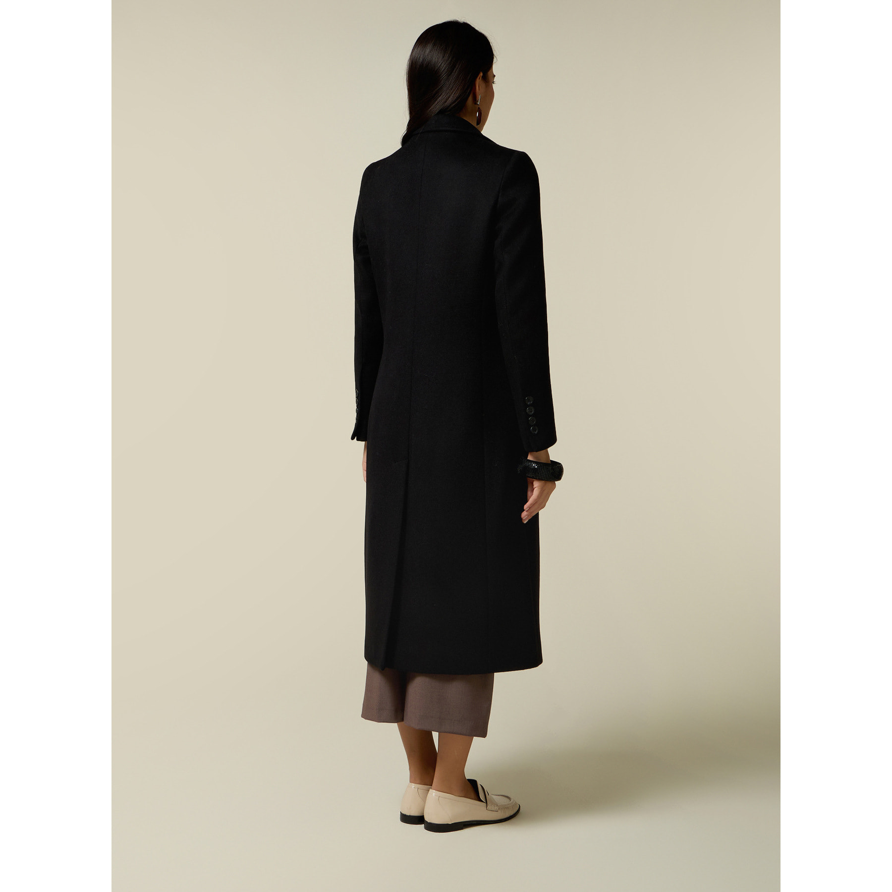 Oltre - Cappotto lungo misto lana - Nero
