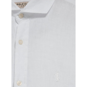 Camisa blanca de lino garment dye con bordado Rigby Best