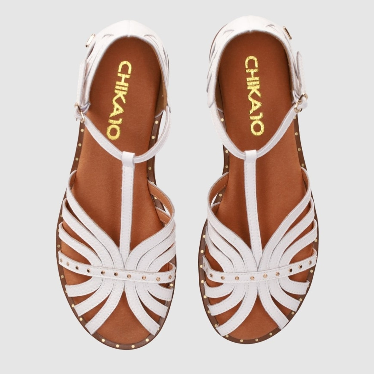 Sandalias de Piel - Blanco - Tacón: 1 cm