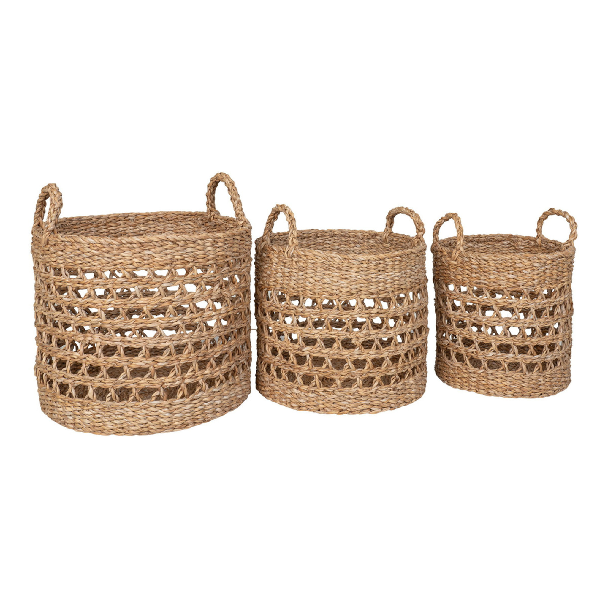 Set 3 Cesti Balok in Erba Marina — Natural e Nero