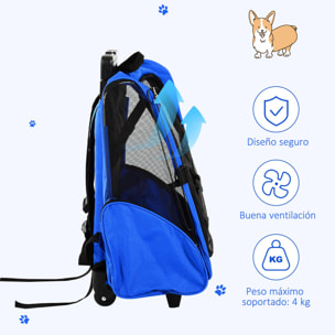 Transportin Carrito para Mascotas de Oxford 36x30x49cm Azul