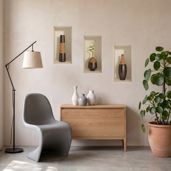 Stickers muraux 3D | Sticker Mural Autocollant effet 3D bambou - Stickers adhésifs 3D Chambre Salon Trompe l'oeil