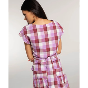 Blusa con lazada y fajín de mujer