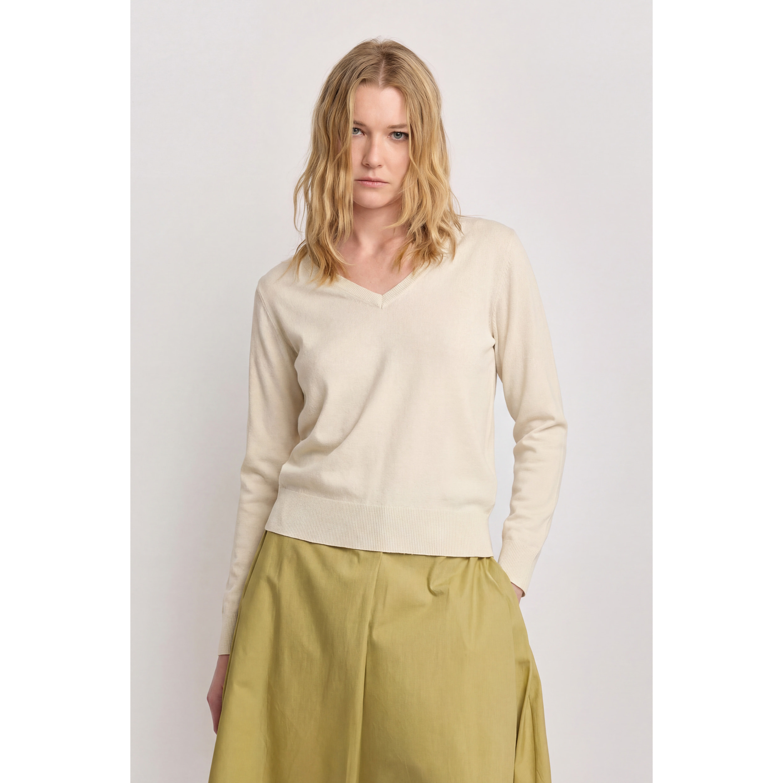 Kocca - Maglia minimal con scollo a V Donna, Tinta unita, Scollo a V