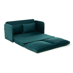 Canapé-lit en tissu bleu lagon, 2 personnes 140 cm ORURO