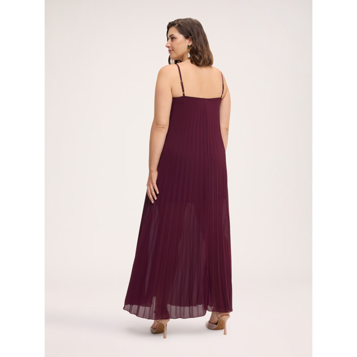 Fiorella Rubino - Vestito lungo in georgette plissé - Bordeaux